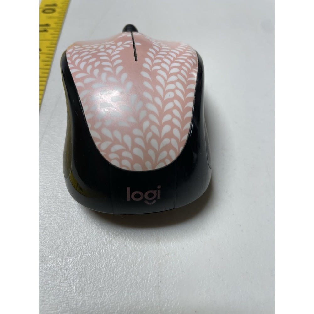 Logitech Wireless Mouse M317c‎ Leaf Design Pink White works Tested